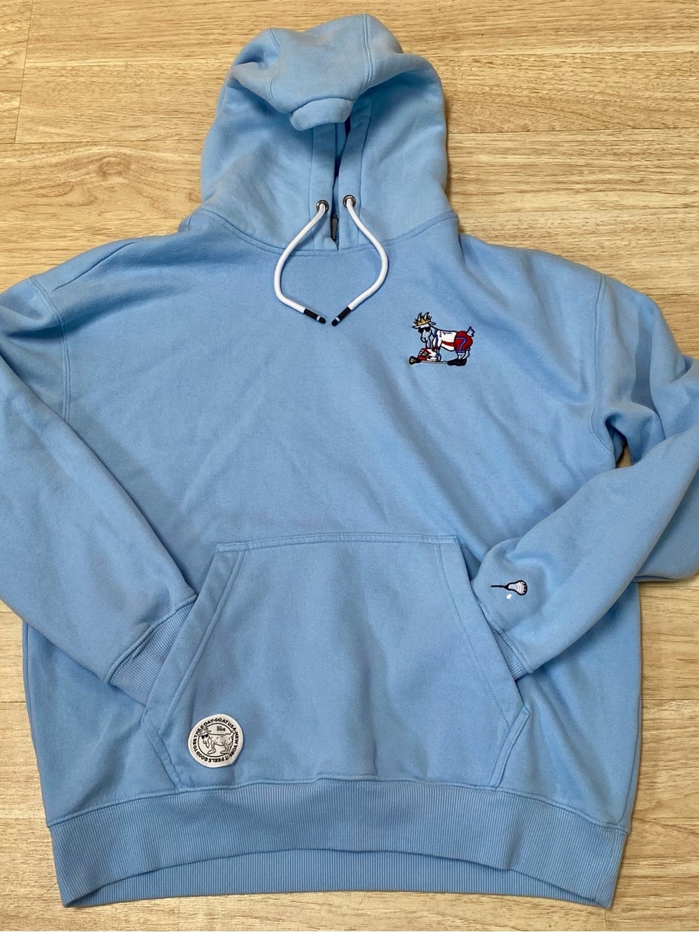 GOAT USA Hoodie Men’s Medium Carolina Blue LACROSSE Hooded Pullover Sweatshirt
